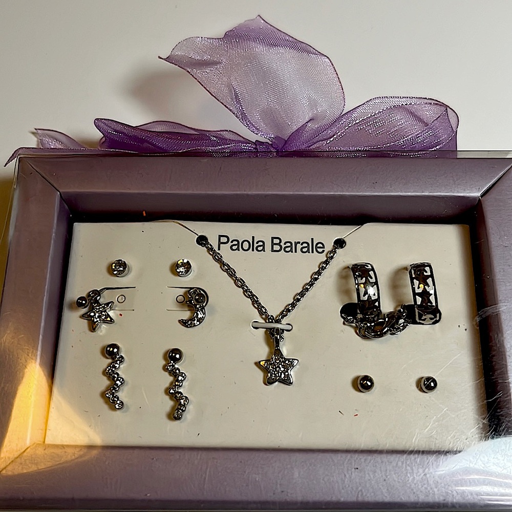 Kids jewelry pierced ears four sets of earrings one necklace